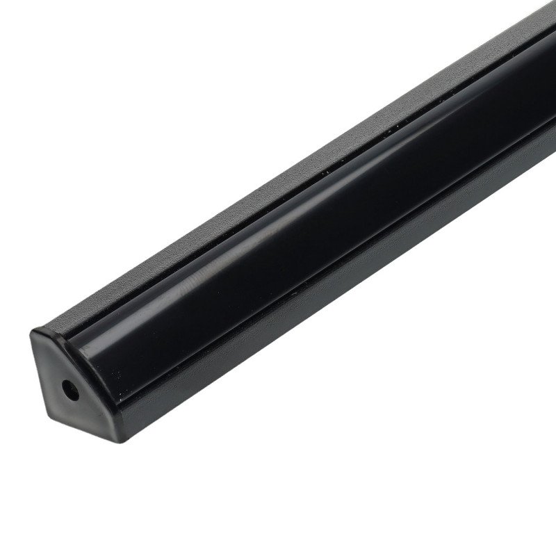Perfil angular aluminio tira led 1m negro