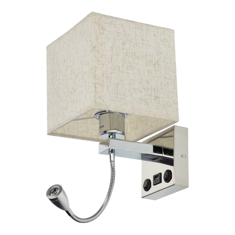 CANDEEIRO DE PAREDE E27 + LUZ DE LEITURA + USB