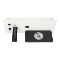 Arandela LED 7+3W USB + carregamento sem fios direito