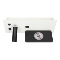 Lampe murale LED 7+3W USB + charge sans fil droit