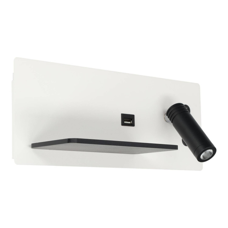 Aplique pared LED 7+3W con USB izquierda