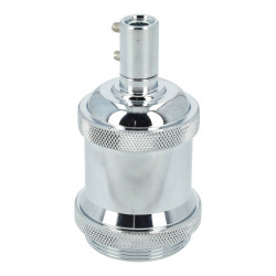 LAMP HOLDER - "SILVER", E27, CERAMIC AND METAL