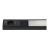 Candeeiro LED de 9W com tomada Schuko e USB A+C - preto