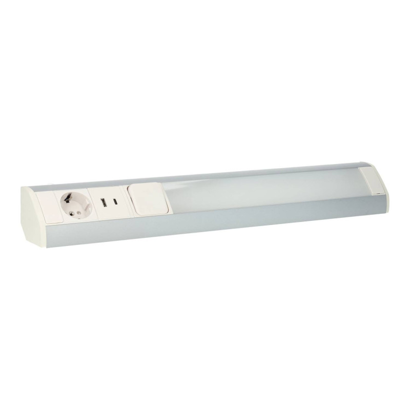 Lampe LED sous meuble 9W Schuko & prise USB A+C
