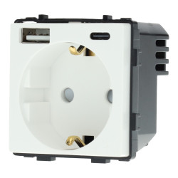 Base enchufe schuko 16A USB A+C carga rápida 20W