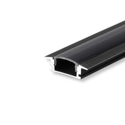 Perfil de alumínio encastrável tira led 1m preto