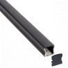 Black Profile for 2 m LED Strips - Rectangular, Aluminium, 17,5 x 14,5 x 2000mm, Clips