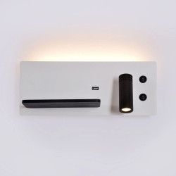 Luz de parede LED 7+3W com USB esquerda