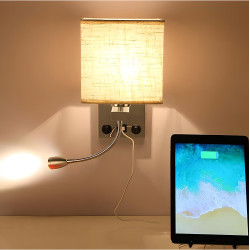 LAMPE MURALE E27 + LISEUSE + USB