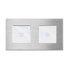 Brushed Aluminium Frame 2 Gang Crystal Series