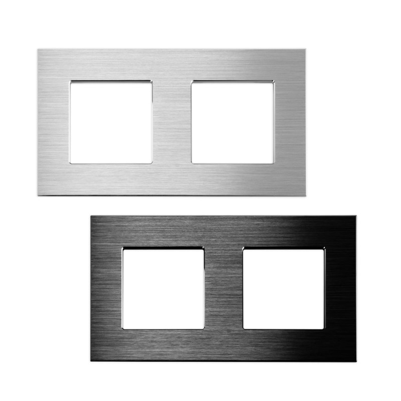 Brushed Aluminium Frame 2 Gang