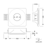 100x100mm plasterboard recessed downlight ring for GU10 bulbs