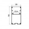 Profile for LED Strips - Rectangular, Aluminium, 66 x 35 x 2000mm