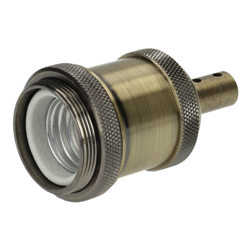 Porte-lampe vintage en céramique-métal bronze