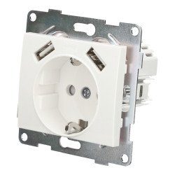 Prise de courant schuko + deux ports USB série PC