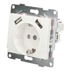 Schuko socket + double USB port PC series