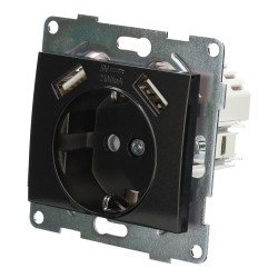 Prise de courant schuko + deux ports USB série PC