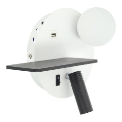 APPLIQUE MURALE EN ALUMINIUM 3+5W USB