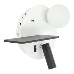 CANDEEIRO DE PAREDE DE ALUMÍNIO LED 3+5W USB