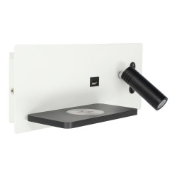 Lampe murale LED 7+3W USB + charge sans fil gauche
