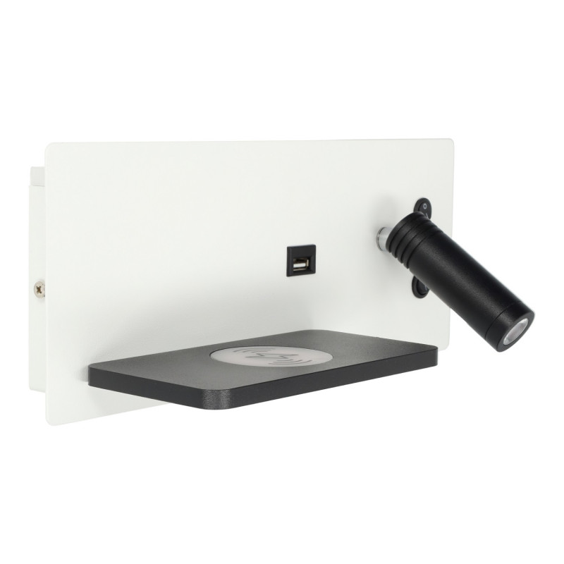 Aplique LED 7+3W USB + carga inalámbrica izquierda