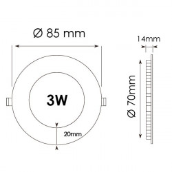 Downlight LED 3W redondo PRETO